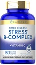 Carlyle Stress B-Complex Vitamin | 180 Caplets vegetariani | con vitamina C | Non OGM & Gluten Supplemento gratuito