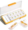 AM PM Pill Organizer 2 volte al giorno, 7 giorni Pill Box organizzatore settimanale Pill viaggio con contenitore separato, Portable Daily Medicine Planner Dispenser Case for Vitamin, Fish Oils, Supplementi(Beige)