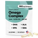Completamento Vegan Omega 3 Supplemento- 960mg Omega-3 acidi grassi, DHA, EPA, SDA, ALA Supplemento - Supporto immunitario- 60 Serve, 120 capsule liquide