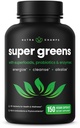 NutraChamps Organic Super Greens Capsules - Alfalfa, Spirulina, Chlorella & More - Antiossidante, Digestivo Enzyme & Probiotic Blends - 150 Green Superfood Capsule
