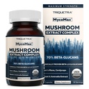 MycoMax Mushroom Complex - 70% Beta Glucans, Max Potency Mushroom Supplement, US Grown + Ultrasonic Extraction - Lions Mane, Cordyceps, Reishi & More - Cognizione, Immunity, Energy - 60 capsule
