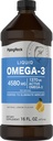 Piping Rock Omega 3 Fish Oil Liquid Supplemento | 16 Fl Oz | Mercury Free | Lemon Flavor | 1370 mg Active Omega-3 | per uomini e donne | Non OGM, Gluten Free