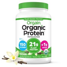 Orgain Organic Vegan Protein Powder, Vanilla Bean - 21g Plant Protein, 6g Prebiotic Fiber, Nessun Lattosio Ingredienti, Non Aggiunto Zucchero, Non OGM, Per Shakes & Smoothies, 2.03 lb (Packaging May Vary)