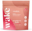 Rookie Wellness Wake - Polvere di bevanda di energia naturale con 125 mg di caffeina da Estratto di tè verde, vitamine B-Complex, estratto di Ashwagandha, e estratto di Guarana (30 porzioni, campi di fragola)