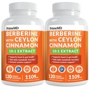 21-in-1 Berberina supplemento con cannella di Ceylon con cromo, melone di Bitter e estratto di tè verde e estratto di pepe nero 5X per il supporto di energia e metabolismo con 5279 mg (120 ct, confezione di 2)