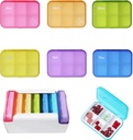 7 pezzi Set Pill Organizer 6 volte al giorno, organizzatore settimanale di medicina di viaggio portatile 7 giorni 42 scomparti scatola di pillole con Moisture-Proof Pill Case Travel Pill Container per vitamine, materie prime