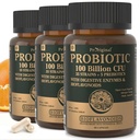 Probiotici organici per le donne e gli uomini, 100 miliardi di CFU Probiotici per la salute digestiva, Gut & Immune - con prebiotici, bioflavonoidi e enzimi digestivi, 35 Strains Raw Probiotic Supplement, 180 Caps