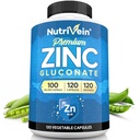 Nutrivein Premium Zinc Gluconate 100mg - 120 Capsule: Integratori di Gluconato di Zinco ad alto assorbimento per Benessere Tutto-Body - Elementi essenziali per il benessere