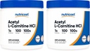 Nutricost Acetil L-Carnitina (ALCAR) 100 GMS (2 Pack) - 100 Serve Ogni - 1000mg Per Serving - Polvere L-Carnitina Pure Acetyl - Non OGM, Gluten Free