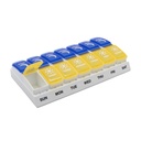 EZY DOSE settimanale (7-giorno) AM/PM Pill Organizer, contenitore giornaliero di vitamina e scatola di medicina, grandi scomparti pop-out, progettati per viaggiare, 2 volte al giorno, blu e giallo coperchi