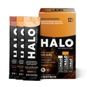 HALO Hydration – Miscela per bevande energetiche elettrolitiche | Pacchetti per polveri di idratazione | Variety Pack (Caramel, Vanilla, Mocha Lattes), Caffetteria sana | Bastone di servizio singolo facile aperto | 12 Stick