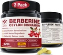 Berberina Supplemento 1500mg con Ceylon Cinnamon, Bitter Melon, Banana Leaf & Botanical Extract for Immune Support & Body Management, 10-in-1 Formula con Berberine HCL, Non-GMO, 240 capsule Veggie