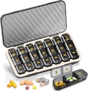 Organizzatore di pillole settimanali 3 volte al giorno, GloDeals Large Travel Pill Box 7 giorno, Am Pm Tre Case Pillola Quotidiano con contenitore di medicina rimovibile, Supporto per la vitamina, supplemento, olio di pesce, nero