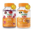 Ferro e vitamina C Bambini + Vitamina C Bambini, Gummies Bundle - Grande Degustazione, Supplemento alla vitamina, Senza glutine, OGM libero, pancia masticabile