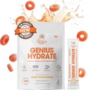 Il Genius Brand Genius Hydrate - Supplemento elettrolita per l'idratazione quotidiana - Acqua di cocco - Senza zucchero - 8 Minerali essenziali & Nutrienti - Non OGM - Anelli di pesca acida - 20 Serve