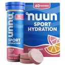 Nuun Sport Electrolyte Tablets con Magnesio, Calcio, Potassio, Cloruro & Sodio, Gluten Free & Vegan, Citrus Fruit, 4 Pack (40 Serve Totale)