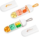 Toplive 2 pacchetto viaggio Pill Organizer, Portable Pill Container Mini Daily Pill Organizer, Small Pill Case Travel Medicine Organizer Pocket Vitamin Supplement Fish Oil Box, Bianco Arancione e Bianco Grigio