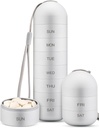 Zannaki Metal Moisture Proof organizzatore settimanale di pillole, lega di alluminio impilabile BPA Free Travel Trekking 7 giorni Pill Box Custodia impermeabile e grande scomparto per tenere pillole, vitamine, olio di pesce, integratori