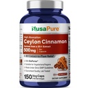 NusaPure Ceylon Cinnamon20:1 Estratto, 500 mg Equivalente a 10.000 mg Per Caps | 150 Veggie Capsule | Non-GMO, Vegan con Bioperine