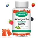 Ashwagandha Gummies, Vitamina D3, Integratore di estratto di radice di Ashwa organico per il rilassamento del mood calma e supporto immunitario, Bacche miste Vegan Zucchero Chews 60 Conte