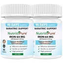 Tavoletta in ferro di carbonio 65 mg con 270 mg di vitamina C |180 giorni di alimentazione | per le vitamine baratiche ad alta potenza per i pazienti WLS Compreso Gastric Bypass | Dye Free (2)