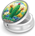 Pillola Box-3 Compartment Piccolo caso di pillole per il contenitore di viaggio del portacandele del metallo del vaso &amp; della tasca per il supporto della pedana del metallo per contenere i supplementi Vitamine BPA-Free (Cactus)