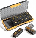 AM PM Pill Organizer 2 volte al giorno, 7 giorni Pill Box organizzatore settimanale Pill viaggio con contenitore separato, Portable Daily Medicine Planner Dispenser Case for Vitamin, Fish Oils, Supplementi (BlackGold)
