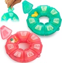 Organizzatore di pillole settimanali tondi, TPU gommato, contenitore di viaggio 7 giorno, con 7 grandi scomparti, cassa di pedaggio carino con grandi lettere e braille (2 pz Green Rose)