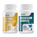 Vitamina D3 K2 con olio MCT 90 Softgels & Magnesium Breakthrough Complex Supplemento | Bone, Cuore, Muscolo e Supporto di sistema nervoso - Non OGM