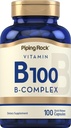 Piping Rock Vitamina B-100 Complex | 100 capsule | Vitamine B12, B1, B2, B6 | Non OGM, Integratore senza glutine