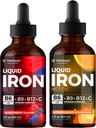 Supplemento di ferro liquido, gocce di ferro, donne e uomini, B6, B9, B12, vitamina C, Anemia, Costruttore di sangue, Folate, globuli rossi, supporto immunitario, olio MCT, agrumi, bacche miste