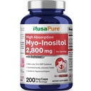 NusaPure Myo-Inositol 2800mg, 200 capsule, supplemento di resistenza extra, non OGM