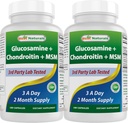 Best Naturals, Glucosamine Chondroitin e MSM Joint Supplements, 2600 mg per Serving, (180 Conte (Pack of 2))