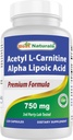 Migliore naturali Acetil L-carnitina e Alfa Lipoic Acid 750 mg 120 capsule