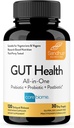 Sandhu's Gut Health - Prebiotici, Probiotici, Postbiotici & L-Glutamina | Salute Digestiva, Colon, Probiotici Integratori Totali | 120 capsule di rilascio ritardate