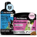 Omega 3 Fish Oil & Multivitamin Max Forza Bundle: Wild Caught Omega 3 Supplemento & 15-in-1 Vitamine di cane per pelle, cappotto e salute (32oz)