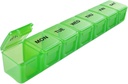Sukuos Extra Large 7 Day Pill Organizer Facile da aprire, Weekly Pill Box Daily Medicine Case with Clear Lid, Silkscreen Stampato Vitamina Holder for Fish Oils or Supplements (Green)
