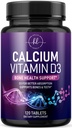 Integratore di calcio 1200 mg - con vitamina D3 per il miglior assorbimento - Supporta la salute immunitaria, le ossa e i denti - Carbonato di calcio naturale + 1600 IU di D3 - Bottigliato negli Stati Uniti per le donne e gli uomini - 120 compresse