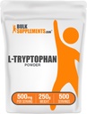 BulkSupplements.com Polvere di L-Tryptophan - Supplemento di triptofano, Supplemento di aminoacidi - Gluten Free, 500mg per Serving, 250g (8.8 oz) (Pacchetto di 1)