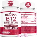 B12 Vitamine 10.000 mcg, Vitamina Methylated B12 Sublingual - Energy Boost, Focus, Metabolism & Brain Health Support, Supporto sistema immunitario, Dissolve veloce, Natural Strawberry Flavor, 180 Serve