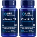 Vitamina D3 25 mcg (1000 IU), Supporto del sistema immunitario, Salute del corpo intero, Dimensione del valore, Senza glutine, Non OGM – Due Pack - 2 x 250 Softgels
