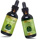 Vitamina B12 2 oz & Liquid Chlorophyll 60 ml OGM Free, Vegan Friendly, Gluten Free, Soy Free, Liquid Chlorophyll Vegan Friendly B12 Sublingual Supplement con 3000 mcg Methylcobalamin