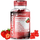 Magnesio Glycinate Gummies, 1000 mg - Magnesio Supplemento al Sostegno Rilassamento, Salute Del Cuore - Magnesio Masticabile Magnesio Gummies per Adulti, Glicinato De Magnesio - Aroma di Fragola