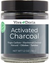Polvere di carbone attivata di Viva Doria, Disidratato di legno, Grado alimentare, Vaso di vetro da 1,2 Oz