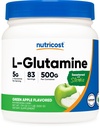 Nutricost L-Glutamina Polvere Supplemento (Mela Verde) 500g - Gut Support, 5 Grammi per porzione, Adolcito con Stevia - Gluten Free, Non OGM