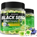 Gummie di olio di semi neri & clorofilla, Biotin 500mcg con collagene idrolizzato, Miele di Manuka crudo, Pressato a freddo organico - Assorbimento finale per pelle, capelli e unghie, Digestivo, Salute complessiva, 1 confezione
