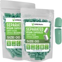 XPRS Nutra Vegan Size 00 Capsule Separate - 100 Contenitori Premium Capsule Vuoti Separati in Borse - 00 Pillole Vuoto per Integratore fai da te Filling (Sage Green)