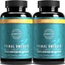 Primal Harvest Omega 3 Fish Oil Integratori, 30 Servings Soft Gels Capsule w/ 1000mg EPA + DHA Integratori, No Fishy Burps Non-OGM Omega 3 Grassty Acid, 2 Pack