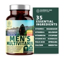 Supplemento Multiminerale Multivitamina Multivitaminale Quotidiano di Nutrizione Premium Uomo [Gluten Free, Non-GMO], Vitamine A C E D B1 B2 B3 B5 B6 B12, Magnesio, Biotina, Sprulina e Zinco, 60 Caps di Veg