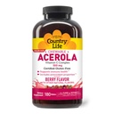Country Life Acerola Vitamin C Complex, 500mg, Chewable Berry Wafers aromaed, Supports Immune Health, 180 Wafers, Certified Gluten Free da GFCO , Certificato Vegan da AVA